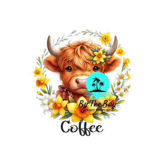 Highland Cow Daffodil Tea/Coffee/Sugar uv decal
