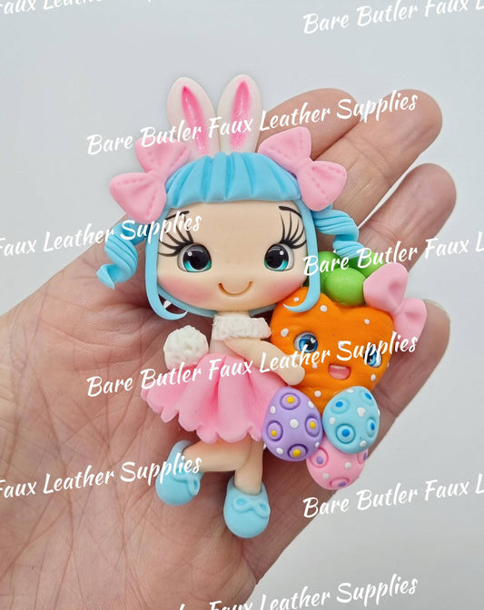 Easter Girl Holding Carrot - Bare Butler Faux Leather Supplies 