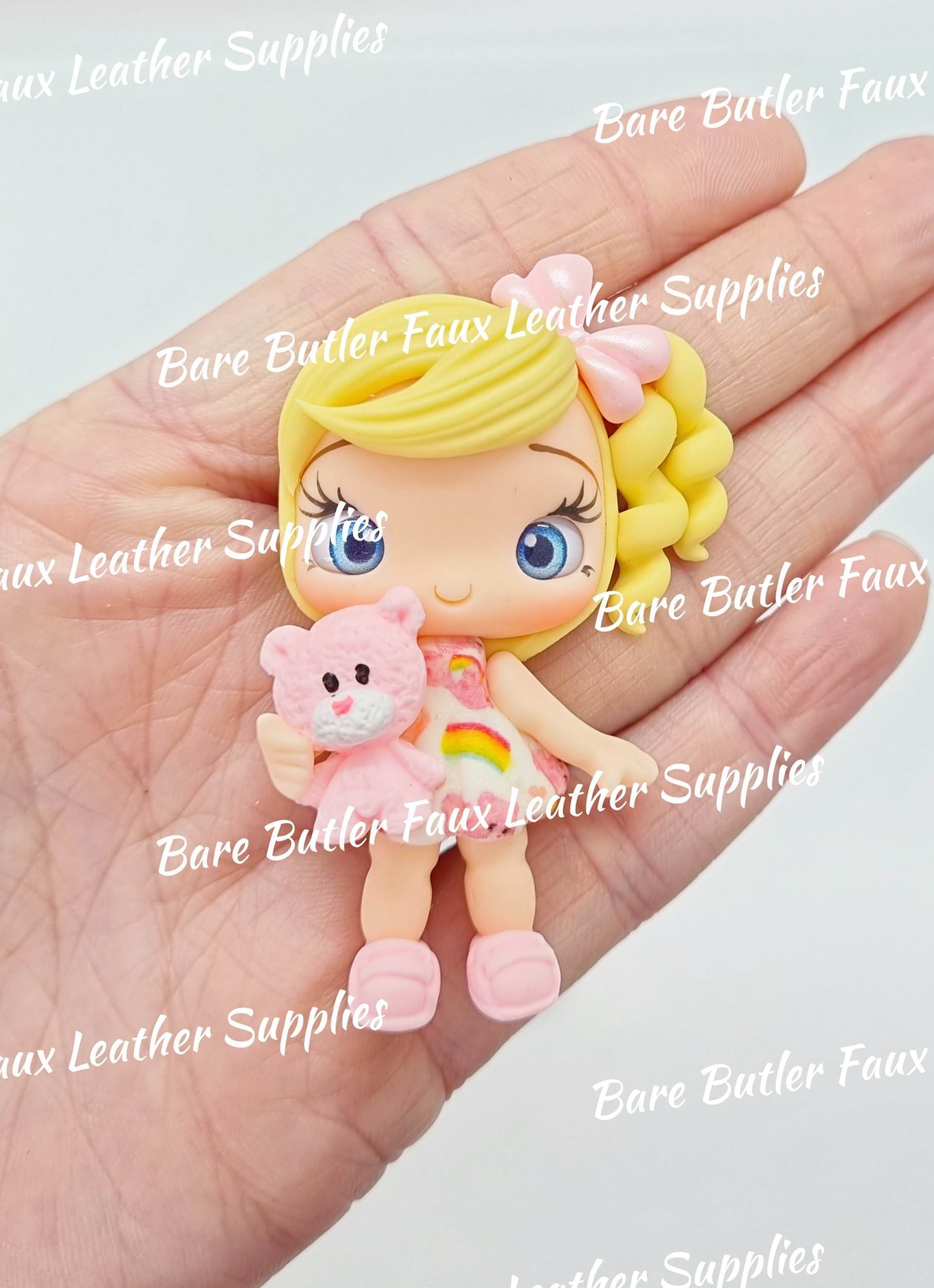 Girl with Pink Care Bear - Bare Butler Faux Leather Supplies 