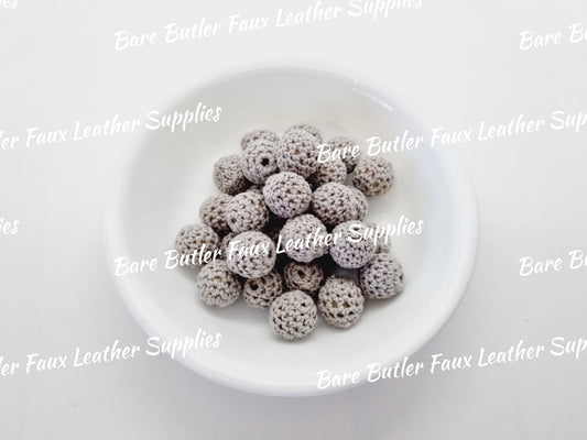 Crochet Beads Grey - Bare Butler Faux Leather Supplies 