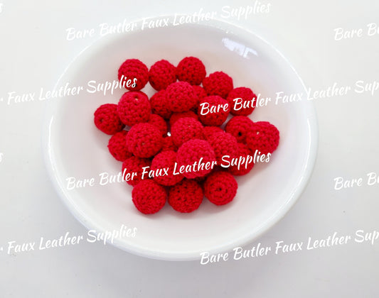 Crochet Beads Red - Bare Butler Faux Leather Supplies 