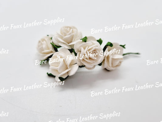 Mini Roses White 5 Pack - Bare Butler Faux Leather Supplies 