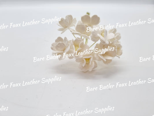 Hydrangea White 10 Pack - Bare Butler Faux Leather Supplies 