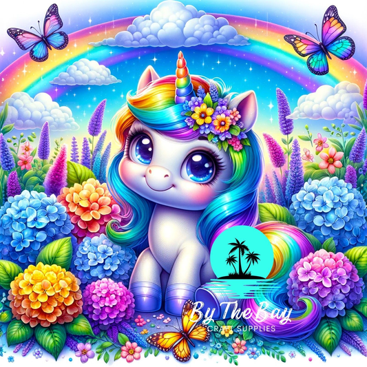 Bright unicorn with butterflies & rainbow  SUB PRINT