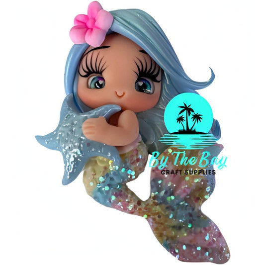Star fish Mermaid Blue hair