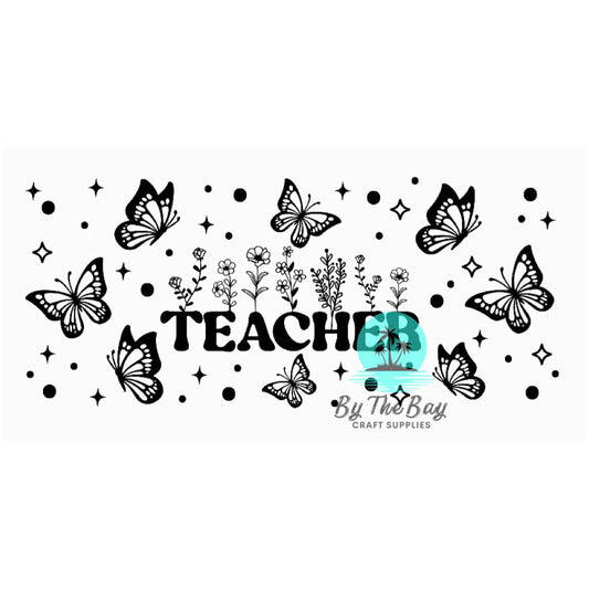 Teacher butterflies UV DTF Wrap
