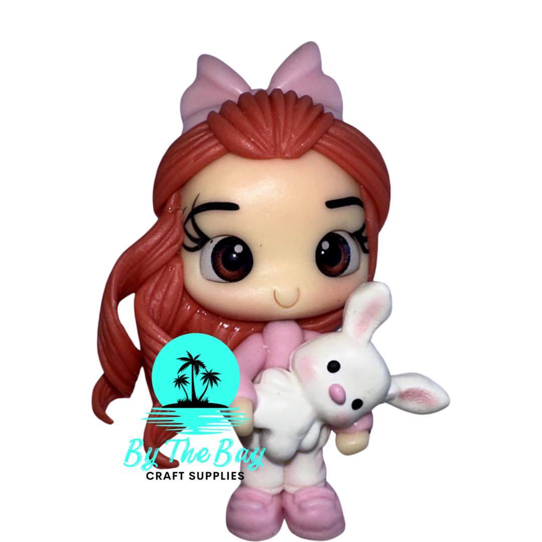Red hair girl with white rabbit