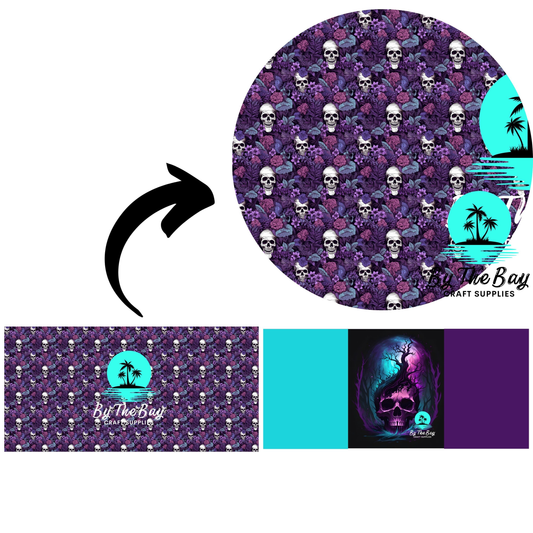 Purple Floral Skull - Panel