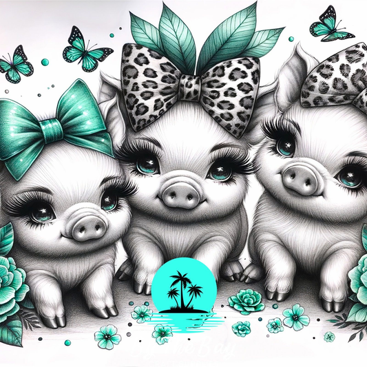 Cute pigs with bows SUB PRINTS