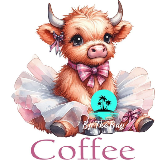 Highland Cow pink tutu Tea/Coffee/Sugar jar decal