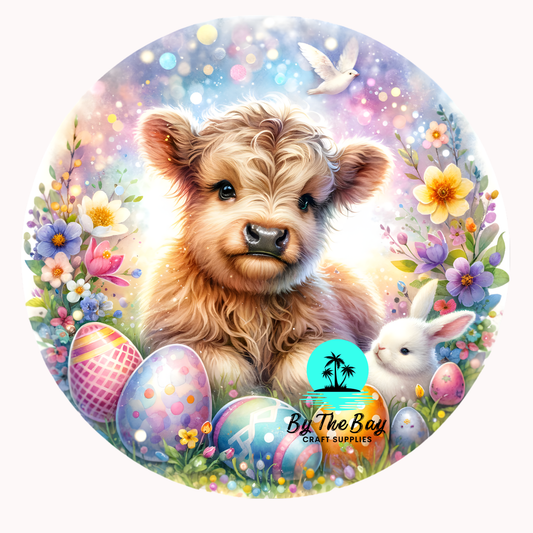 Easter Highland Cow 1 UV Decal