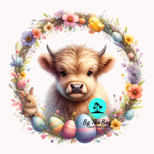 Easter Highland Cow 3 UV Decal