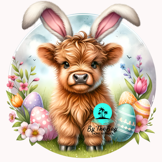 Easter Highland Cow bunny ears 6 UV Decal