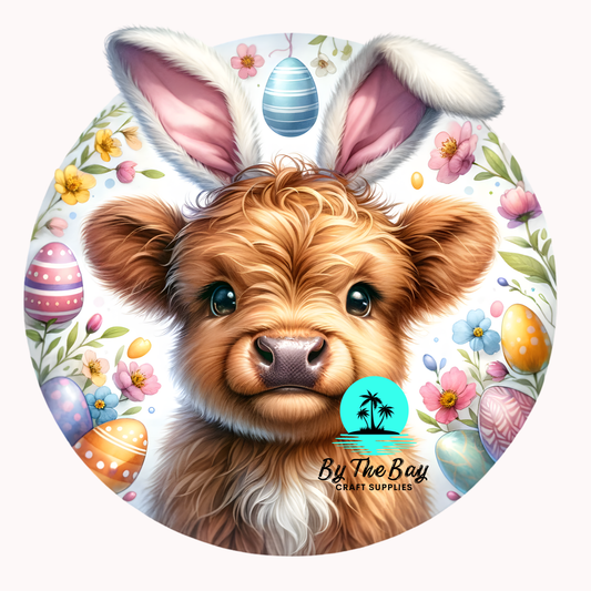 Easter Highland Cow bunny ears 3 UV Decal