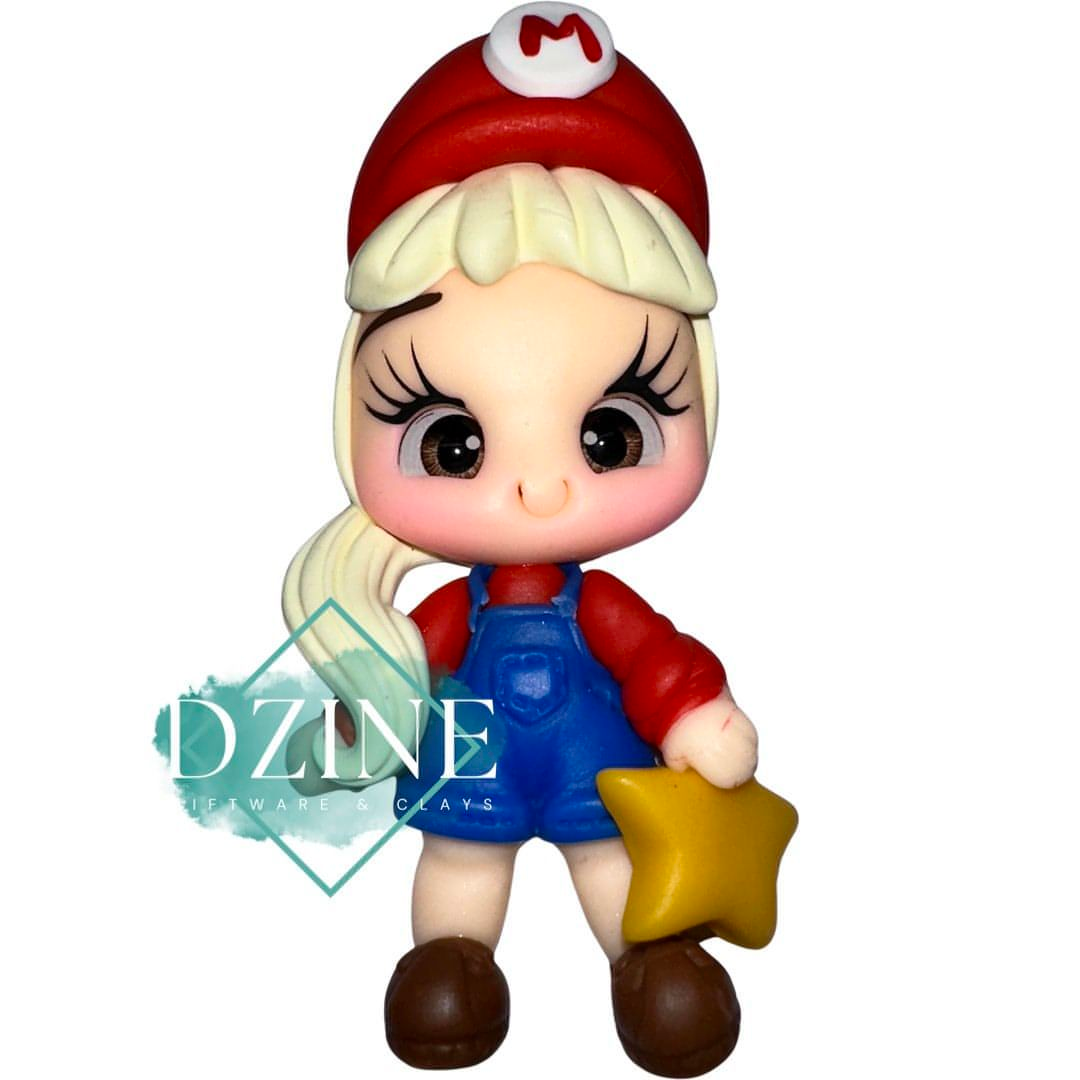 Red plumber girl with star