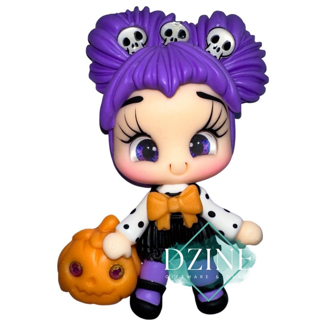 Cute Purple hair skulls girl