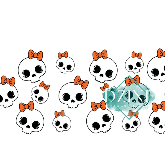 Skulls with orange bows