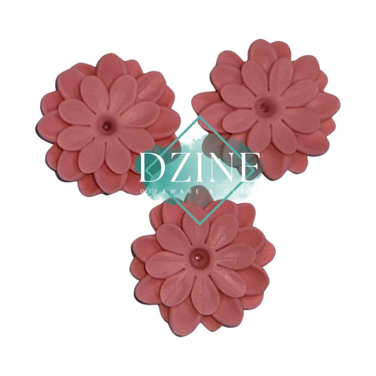 Dusty Pink 2 layered flowers style 2 - lge 3 pk (3cm)