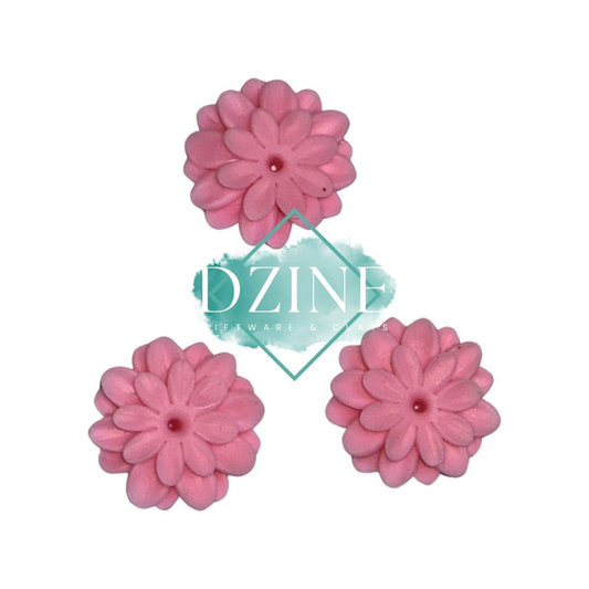 Pink 2 layered flowers style 2 - lge 3 pk (3cm)
