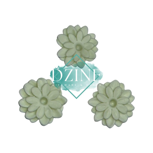 Mint 2 layered flowers style 2 - lge 3 pk (3cm)