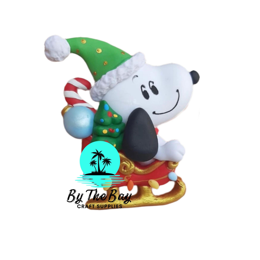 White dog in sleigh