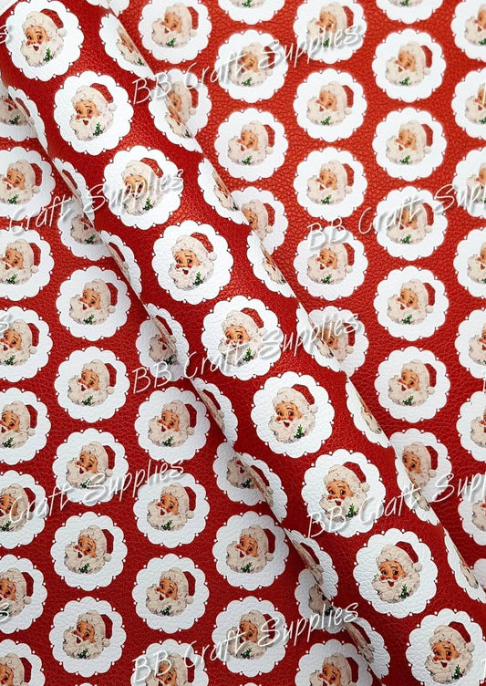 Roll - Santa Patch Red Litchi - Bare Butler Faux Leather Supplies 