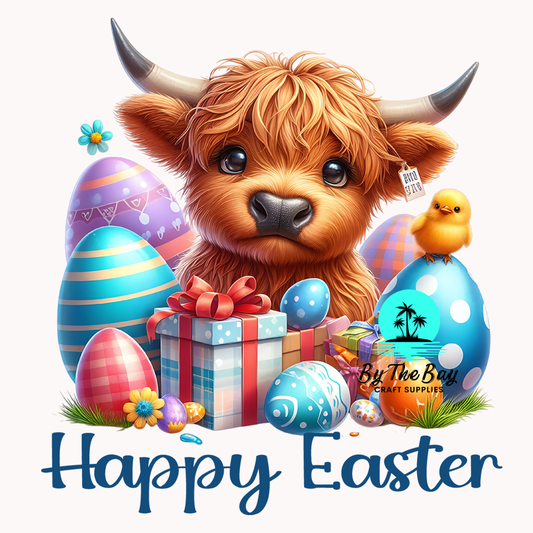 Easter Highland Cow with chic UV Decal