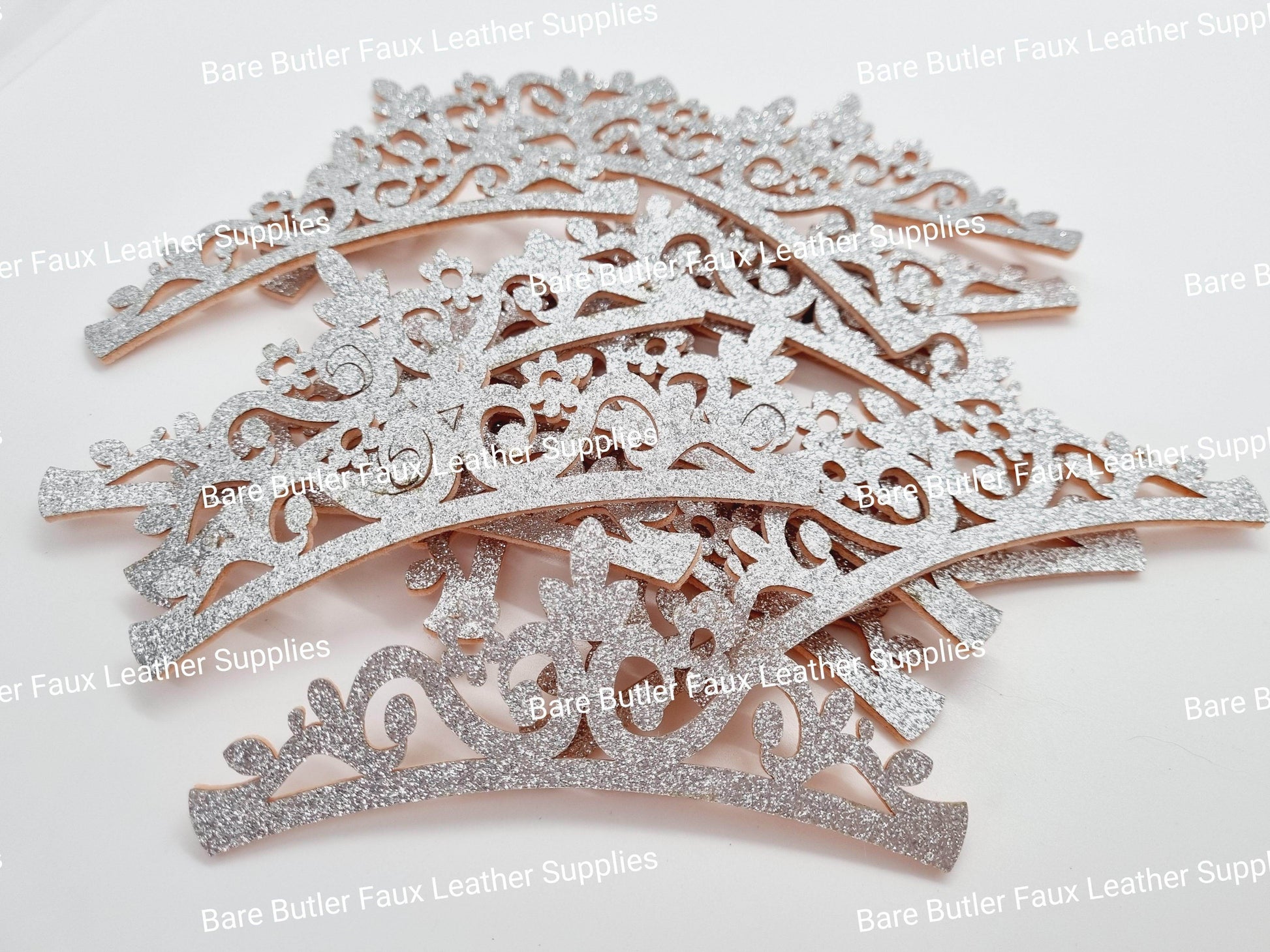 Glitter Crowns - Silver - Bare Butler Faux Leather Supplies 