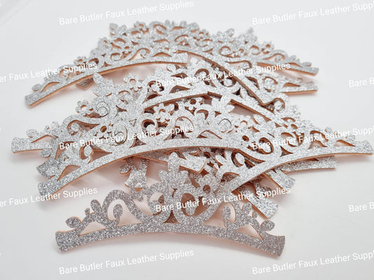 Glitter Crowns - Silver - Bare Butler Faux Leather Supplies 