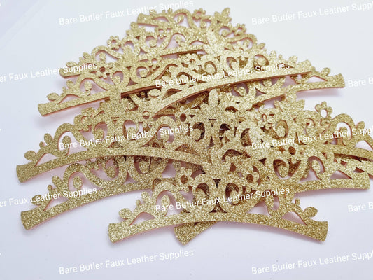 Glitter Crowns - Gold - Bare Butler Faux Leather Supplies 