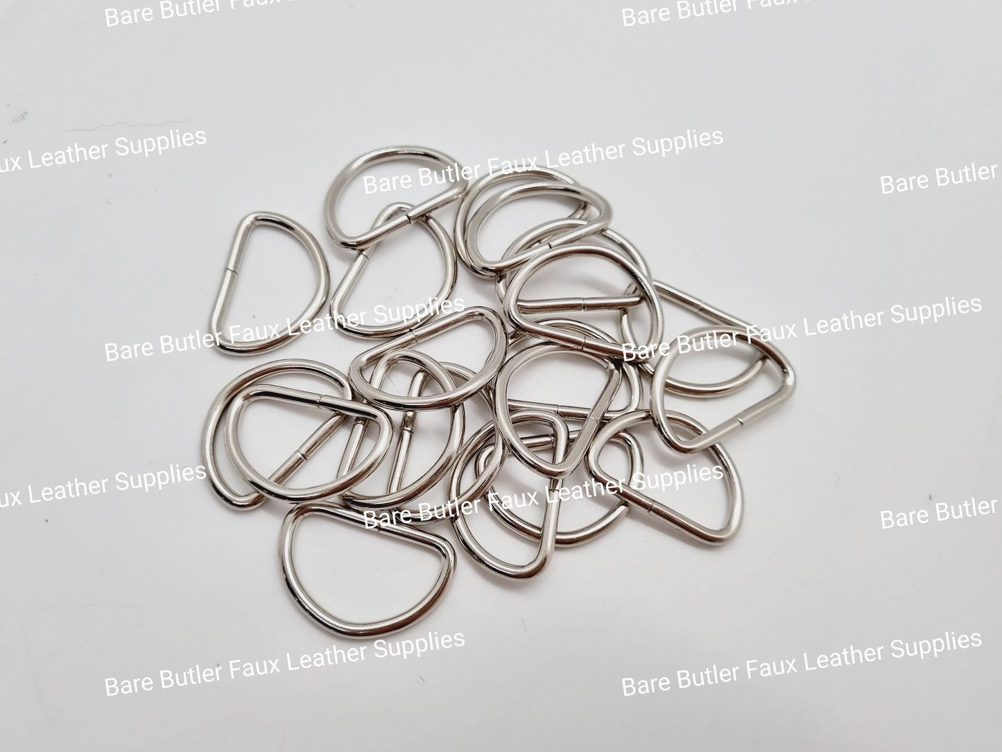 D Rings slide adjustable buckles Loop - 6 Pack - Bare Butler Faux Leather Supplies 