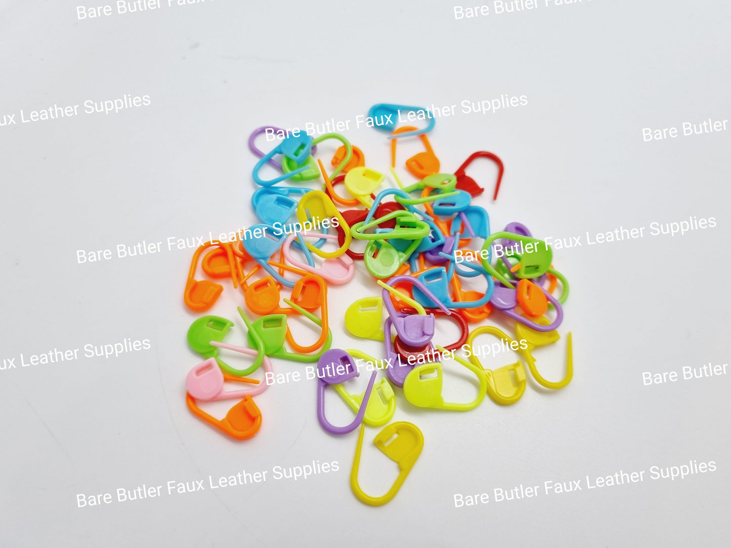 Stitch Markers Multi coloured - Pack 20 - Bare Butler Faux Leather Supplies 