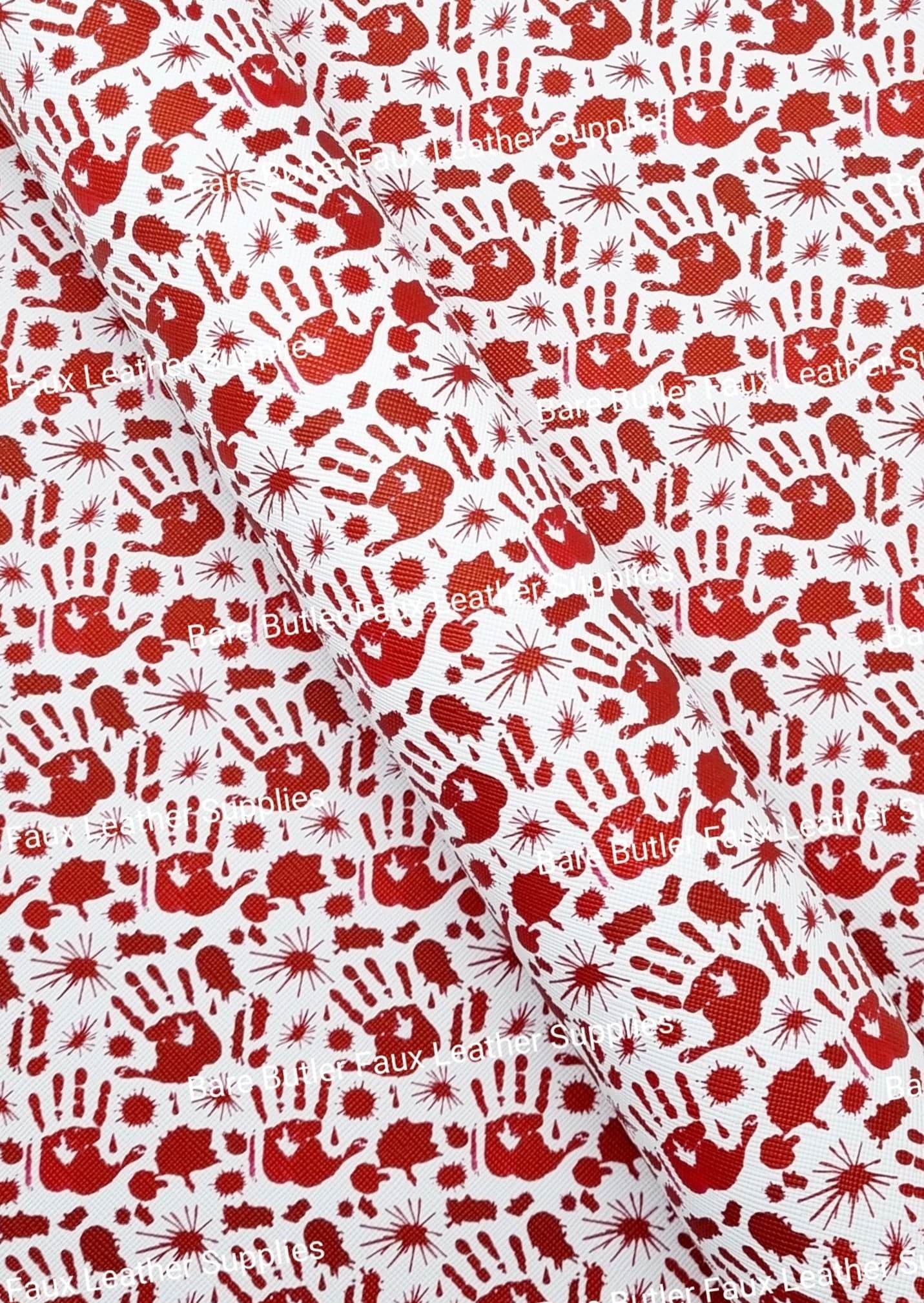 Bloody Hand Prints Faux Leather - Bare Butler Faux Leather Supplies 