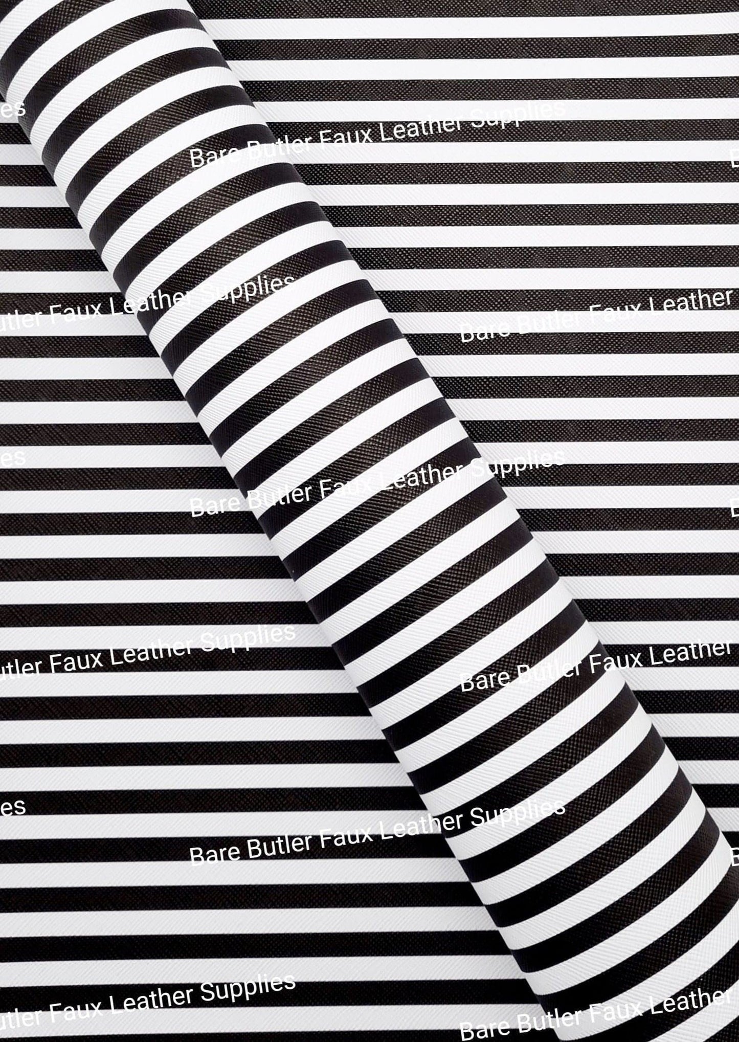 Black & White Stripes Faux Leather - Bare Butler Faux Leather Supplies 