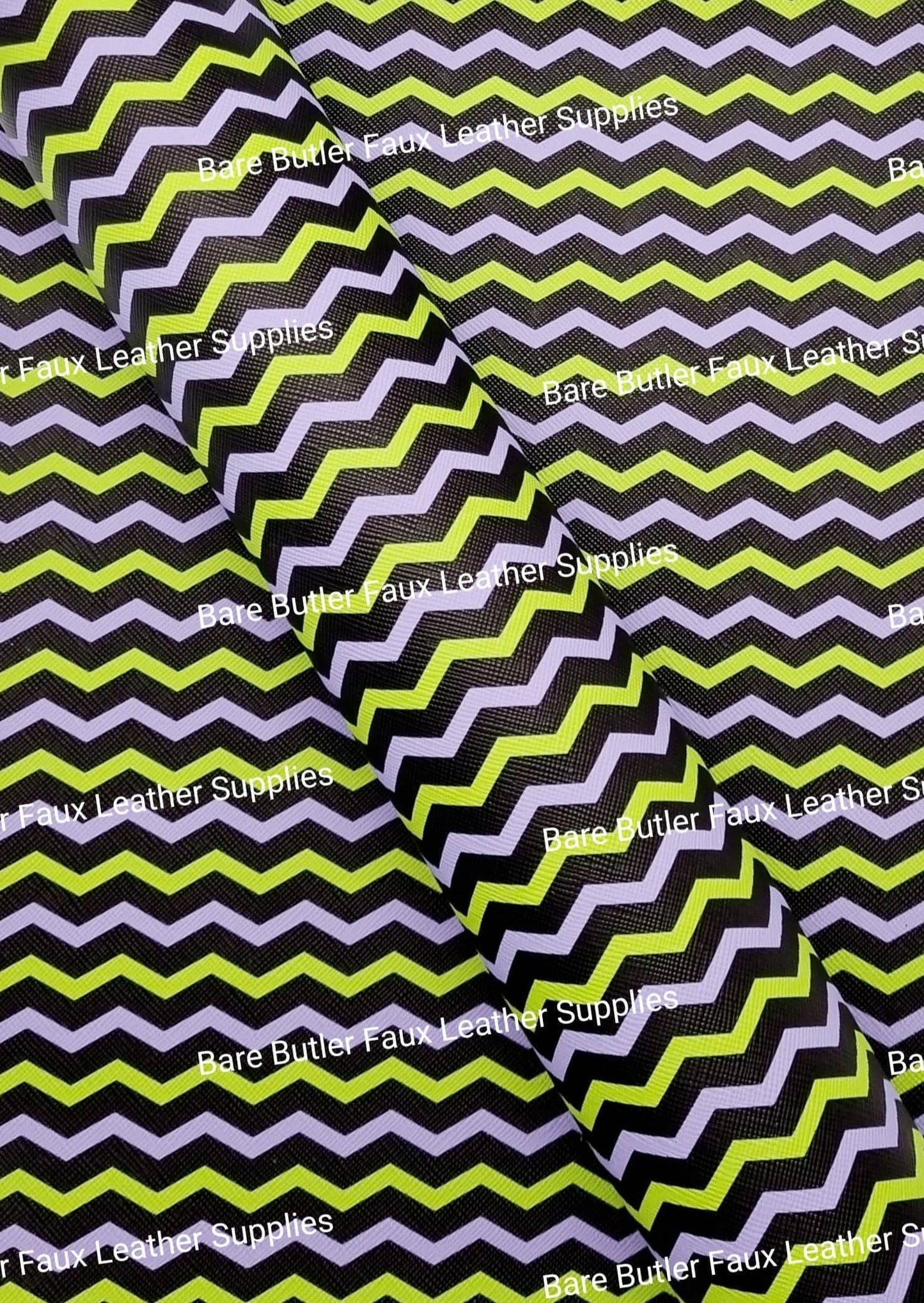 Green & Purple Zig Zag Faux Leather - Bare Butler Faux Leather Supplies 