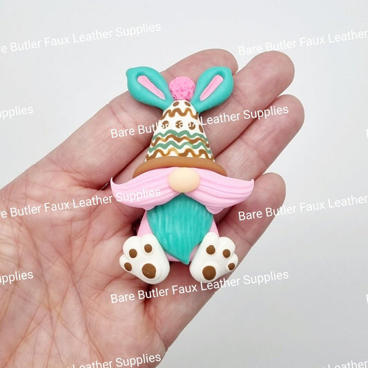 Bunny Gnome Green with Pink Mustache - Bare Butler Faux Leather Supplies 