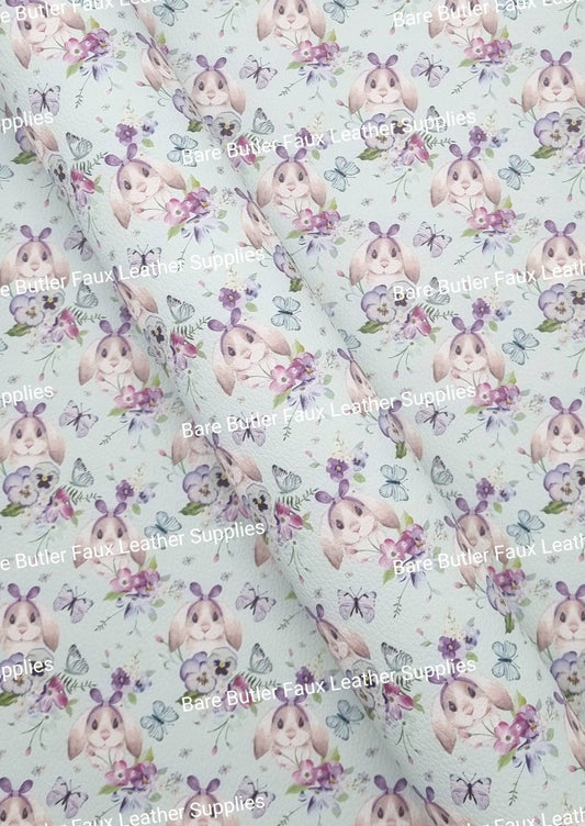 Pansy Flowers and Rabbit Litchi - Bare Butler Faux Leather Supplies 