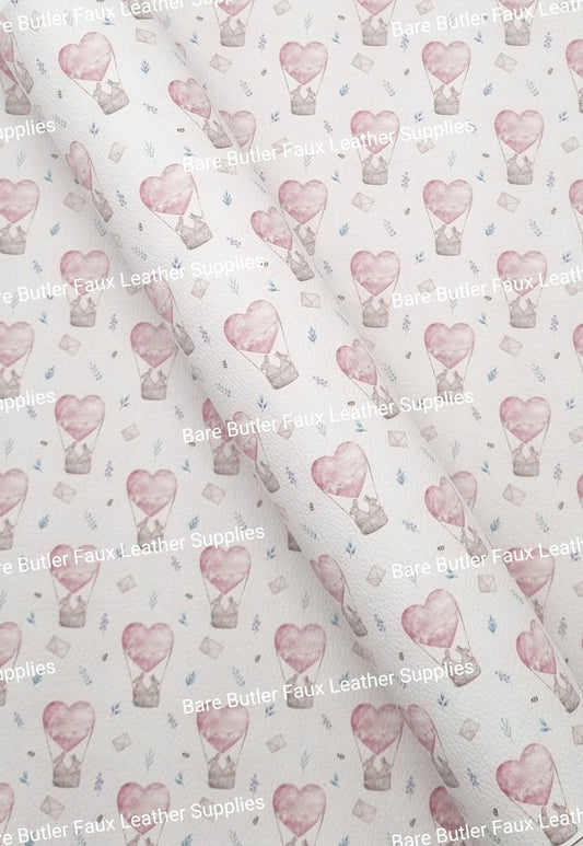 Bunny's in Heart Balloon Litchi - Bare Butler Faux Leather Supplies 