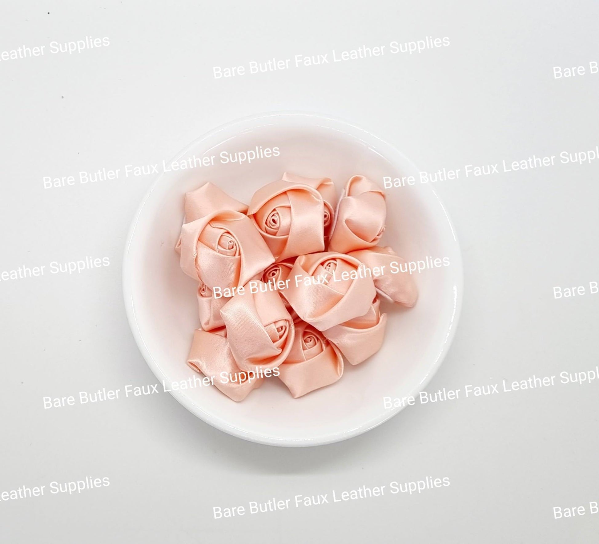 Satin Flower Buds - Peach - Bare Butler Faux Leather Supplies 