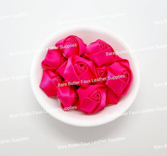 Satin Flower Buds - Hot Pink - Bare Butler Faux Leather Supplies 