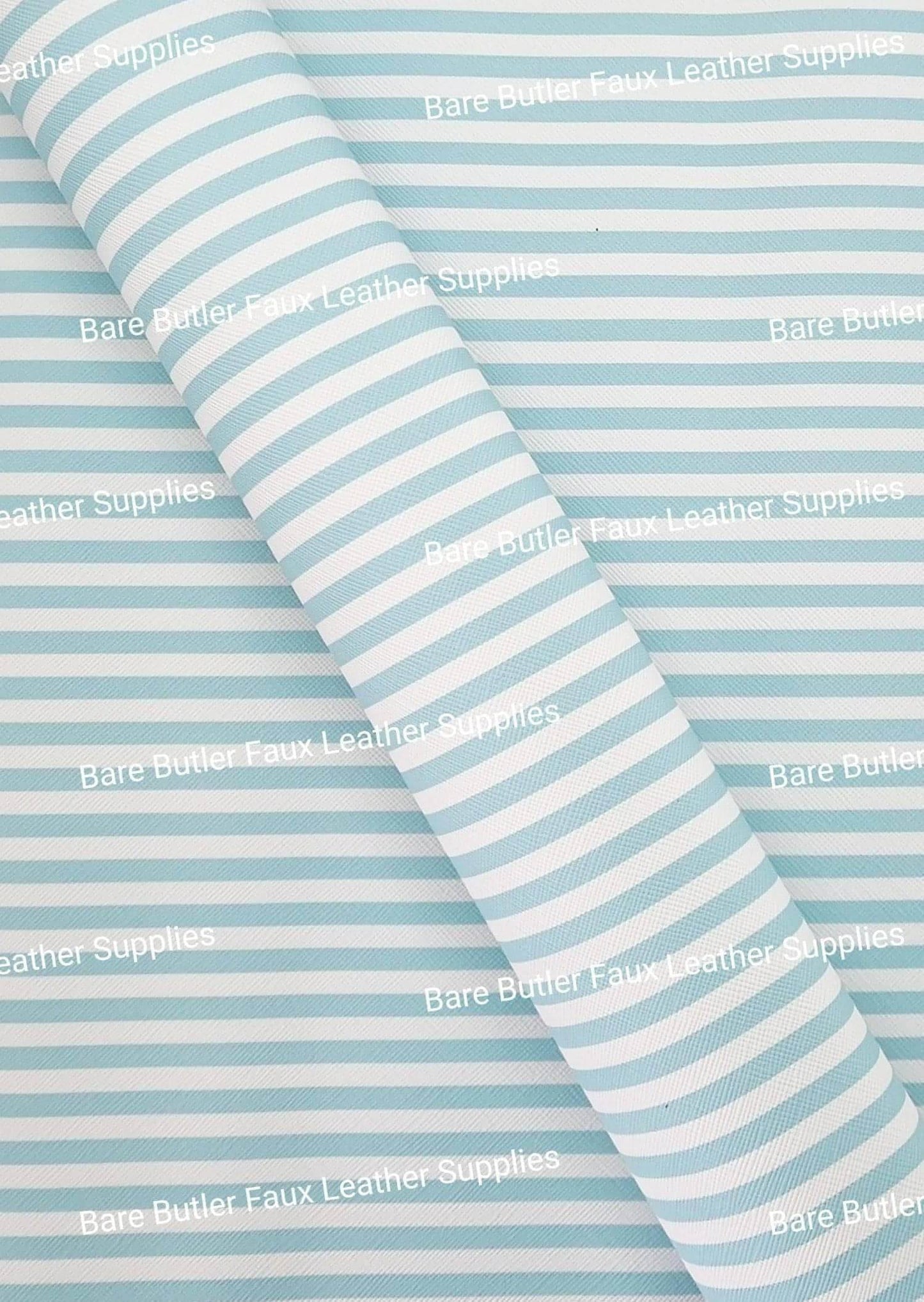 Bright Strip Light Blue Faux Leather - bright, Faux, Faux Leather, Leather, leatherette, stripe - Bare Butler Faux Leather Supplies 