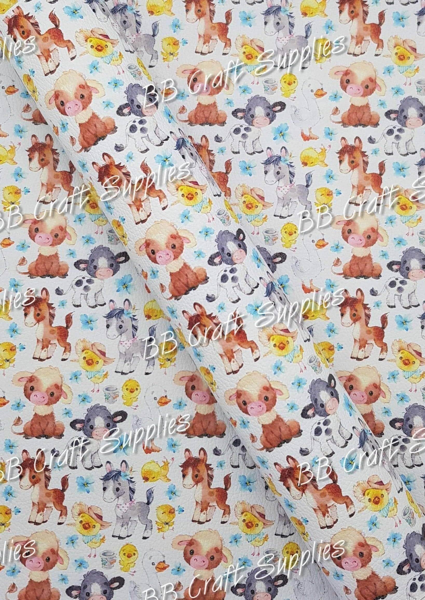 Baby Farm Animals - Animal, Australia Day, Australian, country, Farm, Faux, Faux Leather, Hourse, lamb, Leather, leatherette, pig, sheep - Bare Butler Faux Leather Supplies 