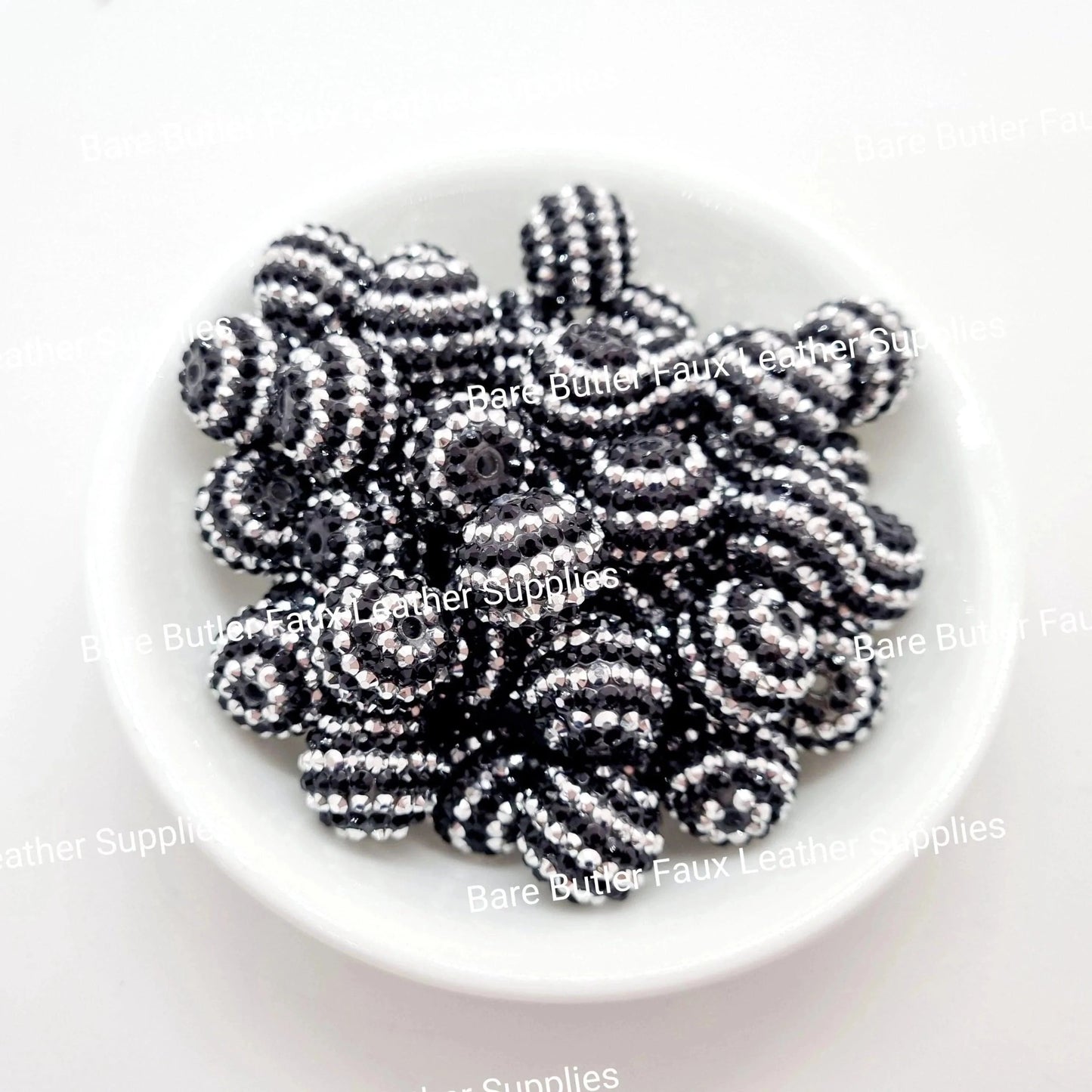 Black & Silver Sparkle Beads -  - Bare Butler Faux Leather Supplies 