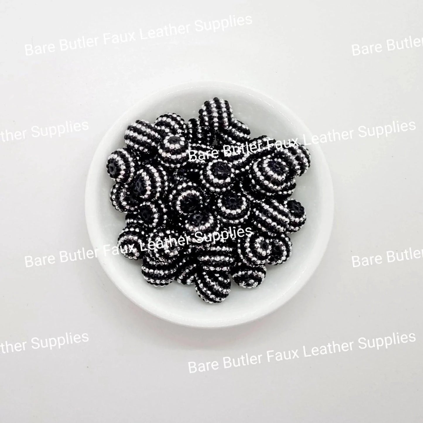 Black & Silver Sparkle Beads -  - Bare Butler Faux Leather Supplies 