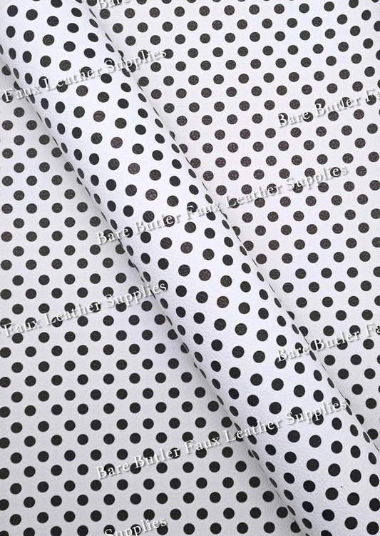 Black & White Spots Litchi - Black & White, Faux, Faux Leather, friday, Halloween, Leather, show time, spot - Bare Butler Faux Leather Supplies 