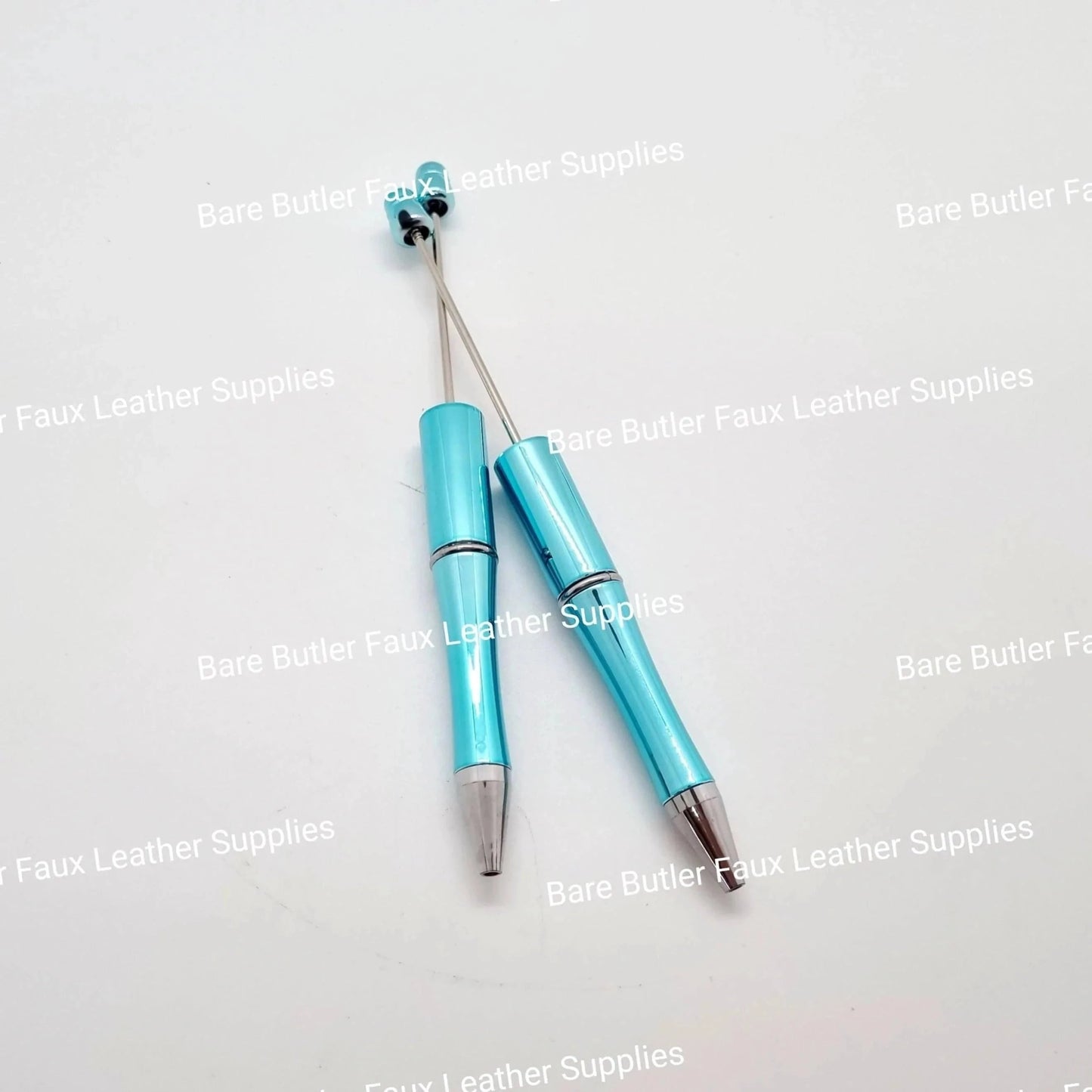 Blue Metallic Bead Pen Blanks 2 pack -  - Bare Butler Faux Leather Supplies 