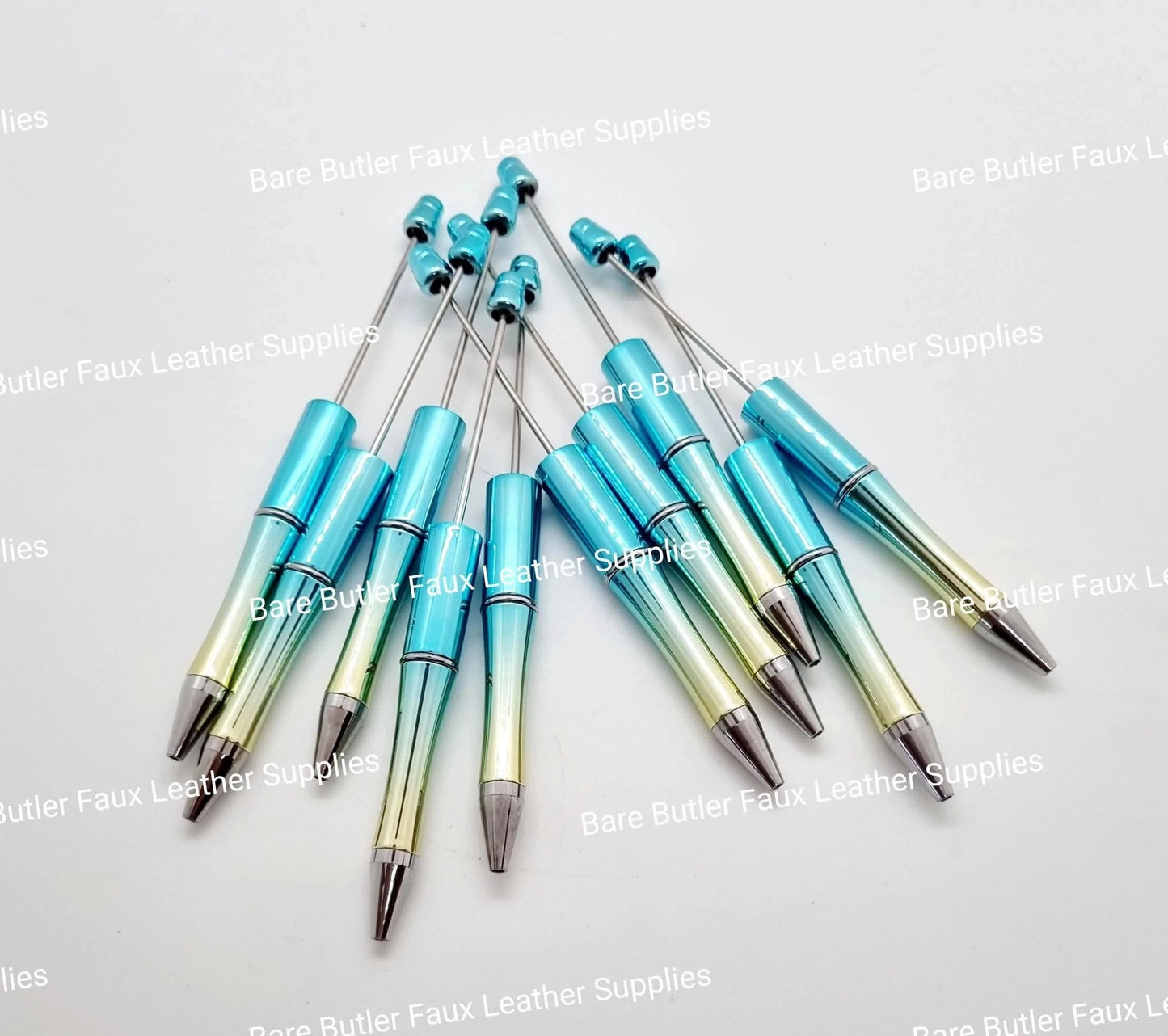 Blue Ombre Metallic Bead Pen Blanks 2 pack -  - Bare Butler Faux Leather Supplies 