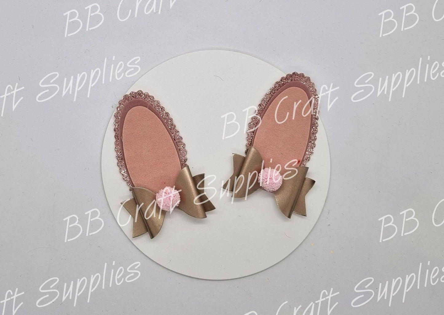 Bunny Ear W/Bow Die - bow, clip, cutting, die, dies, template - Bare Butler Faux Leather Supplies 