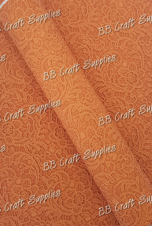 Butter Soft Embossed Lace Apricot - butter, Embossed, Faux, Faux Leather, Lace, Leather, leatherette, soft, Whats new, Yellow - Bare Butler Faux Leather Supplies 