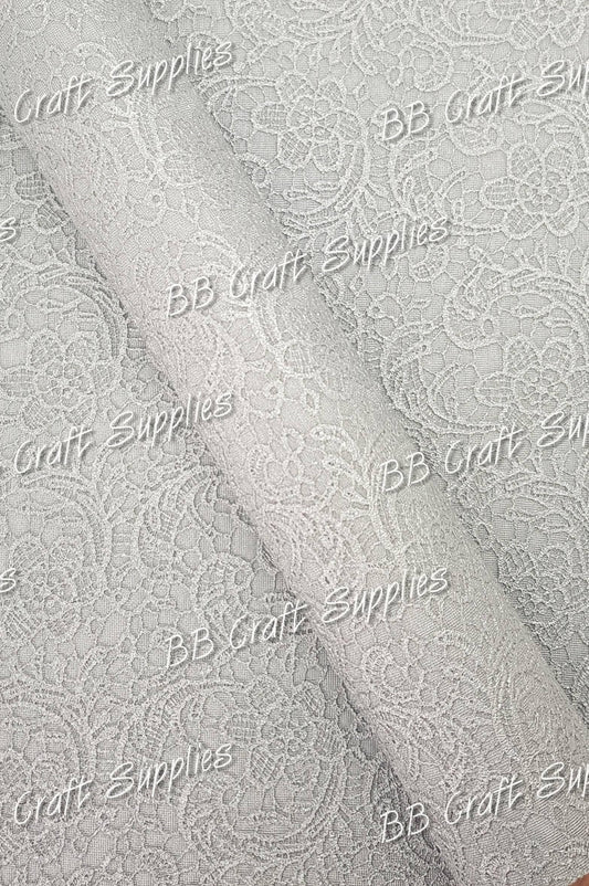 Butter Soft Embossed Lace Silver - butter, Embossed, Faux, Faux Leather, Lace, Leather, leatherette, soft, Whats new, Yellow - Bare Butler Faux Leather Supplies 
